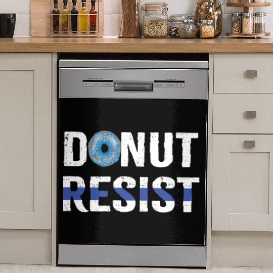 Police Officer Donut Resist Thin Blue Line Cop Dish Washer Covers
