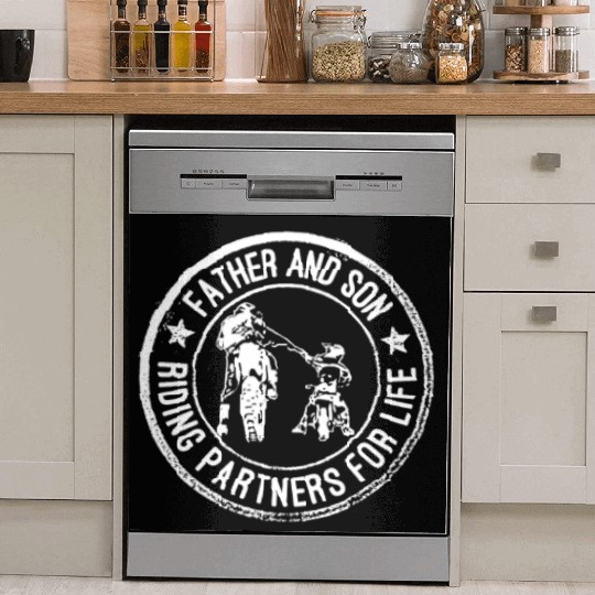 Dad and son riding partners for life Dish Washer Covers
