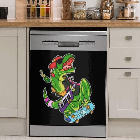 T-Rex Skateboard Cool Dinosaur Fan Gift Dish Washer Covers