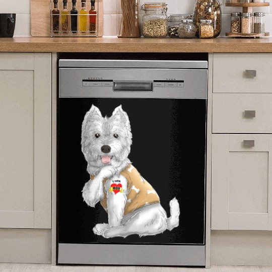 westie i love mom tattoo dog funny mors day gift Dish Washer Covers
