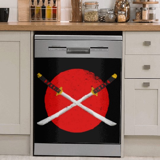 X Katana Samurai Sword Kitsune Mask Japan Gift Dish Washer Covers