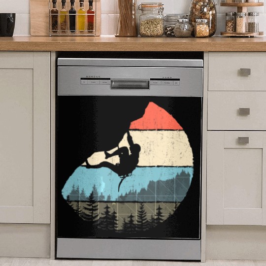 Vintage Style Rock Climbing Retro Bouldering Dish Washer Covers