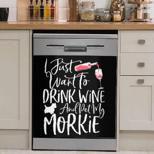Wine and Morkie Dish Washer Covers Funny Dog Mom or Dog Dad