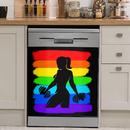 Fitness - Gym - Workout - Woman - Colorful Dish Washer Covers