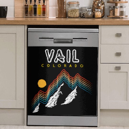 Vail Colorado Usa Ski Resort 1980S Retro Dish Washer Covers