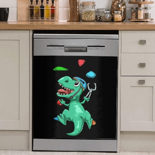 Funny T-Rex Bouldering and Rock Climbing Gift Dish Washer Covers