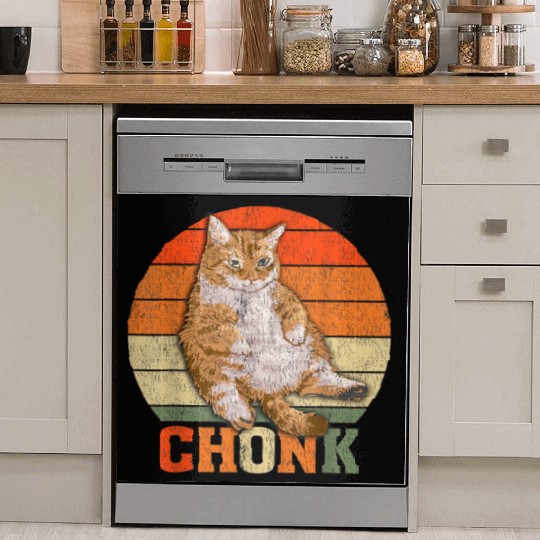 Funny Overweight Chubby Chonk Cat Meme Memes Dish Washer Covers
