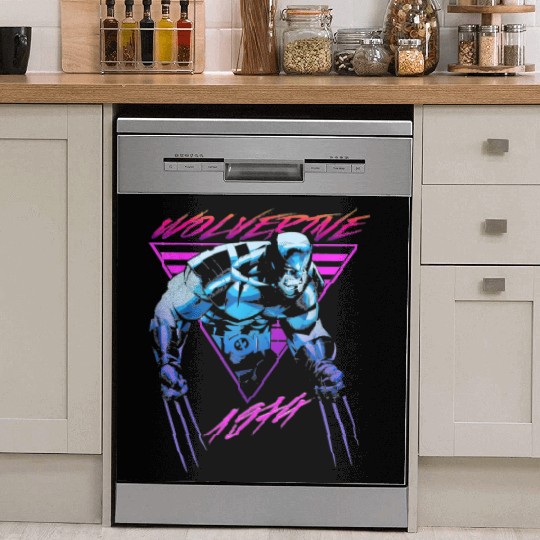 M-a-r-v-e-l W-o-l-verine Neon Retro Logan Graphic Dish Washer Covers