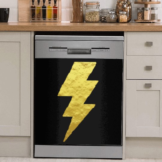 Lightning Bolt Dish Washer Covers Gold Printed Top