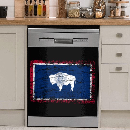 Wyoming ensign flag used look Dish Washer Covers