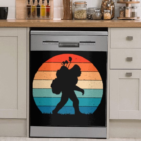 Bigfoot Golf Vintage Retro Sasquatch Playing Gol Dish Washer Covers