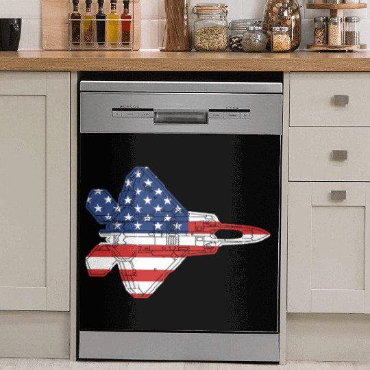F-22 Raptor Fighter Jet Airplane American Flag F22 Dish Washer Covers