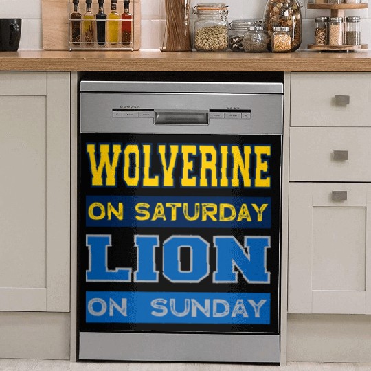 Wolverine on Saturday Lion on Sunday Detroit Dish Washer Covers