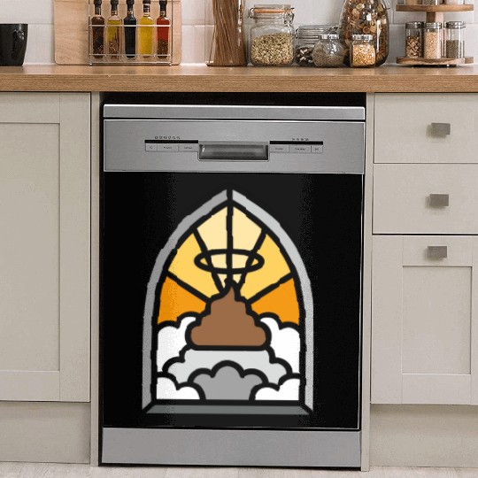 Holy Shit stained glass Church poop Holy crap poo Dish Washer Covers
