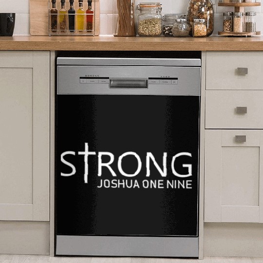 Strong Joshua 1 9 Bible verse for Christian Fitnes Dish Washer Covers