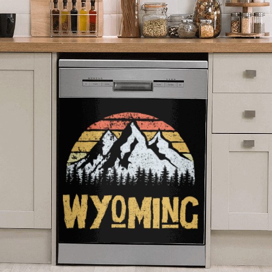 Vintage Retro Wy Wyoming Us Mountain State Dish Washer Covers