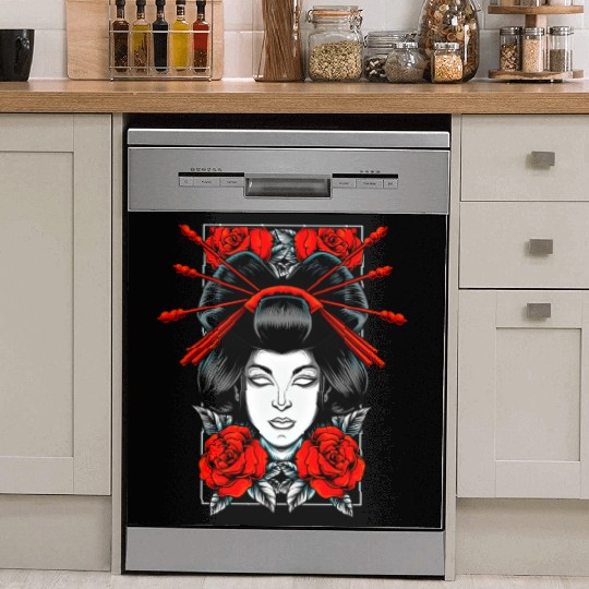 Aesthetic Vaporwave. Japan 90s Egirl Roses Tokyo Dish Washer Covers