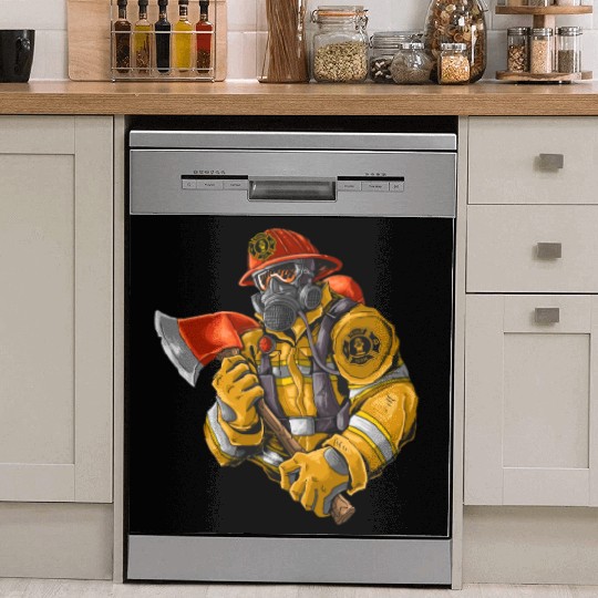 firefighter fire brigade fire station blueish use Dish Washer Covers