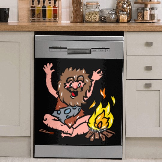 Caveman with Fire Dish Washer Covers