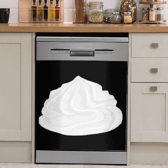 snow-white delicious whipped cream for garnish Dish Washer Covers