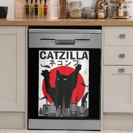 Vintage Catzilla Japanese Sunset Style Dish Washer Covers
