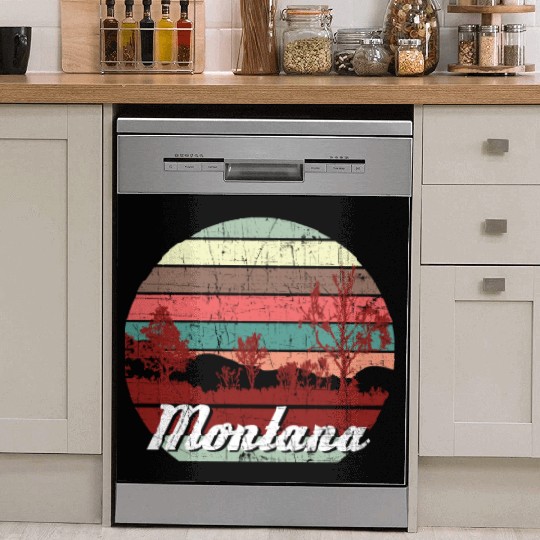 Retro Color Distressed Design Montana Travel Campi Dish Washer Covers
