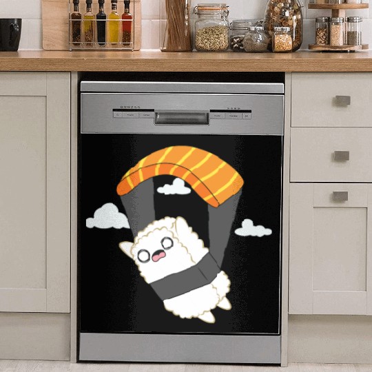 Sushi Nigiri Parachute Extreme Sport Kawaii Anime Dish Washer Covers
