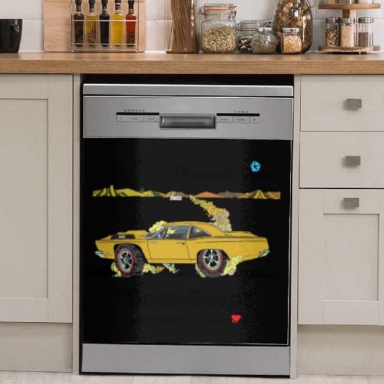 1968 Plymouth Road Runner Salt Flats Bahama Yellow Dish Washer Covers