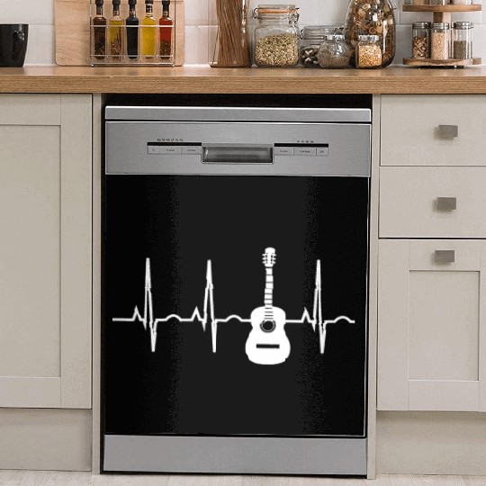 Acoustic Guitar Heartbeat Dish Washer Covers Guitar Musician T