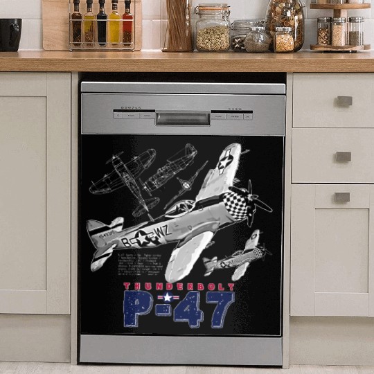 P 47 Thunderbolt Vintage USAF Aircraft Dish Washer Covers