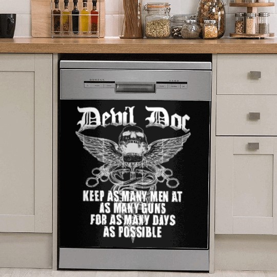 Devil Doc US Navy Corpsman Badass Army Veteran Dish Washer Covers