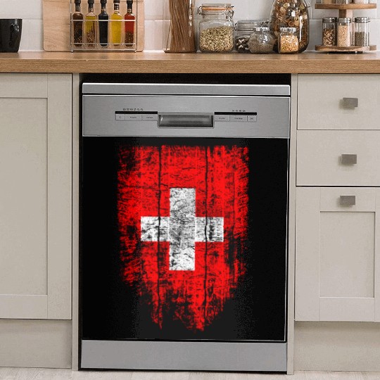Switzerland Swiss Flag Vintage Distressed Graphic Dish Washer Covers