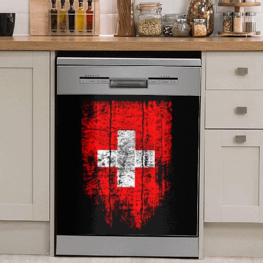 Switzerland Swiss Flag Vintage Distressed Graphic Dish Washer Covers