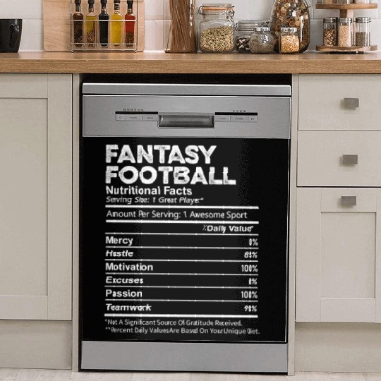 Funny Fantasy Football Nutrition Facts Player Men Dish Washer Covers
