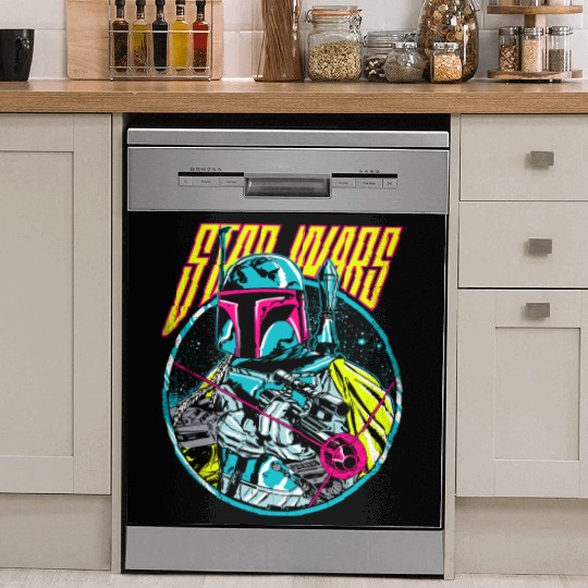 Star Wars Boba Fett Neon Blaster Vintage Graphic Dish Washer Covers