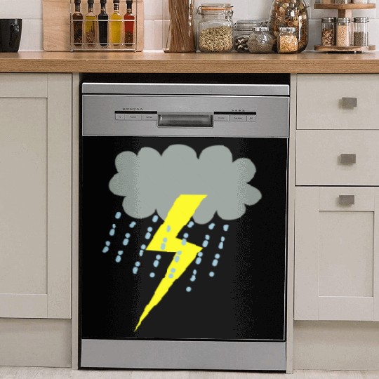 raincloud clouds storm with lightning Dish Washer Covers