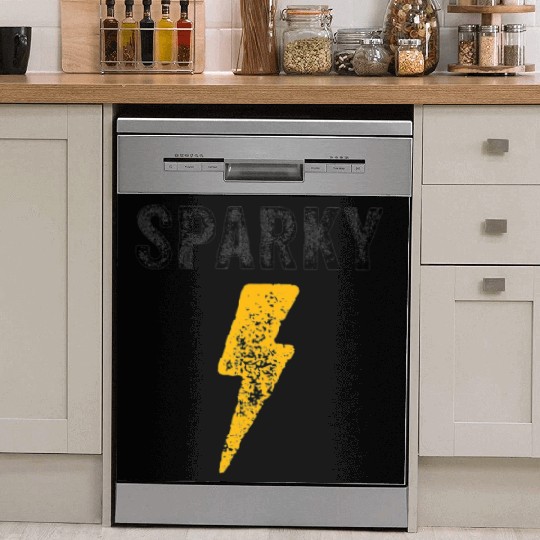 Electrician Funny Sparky Nickname Lightning Bolt Dish Washer Covers