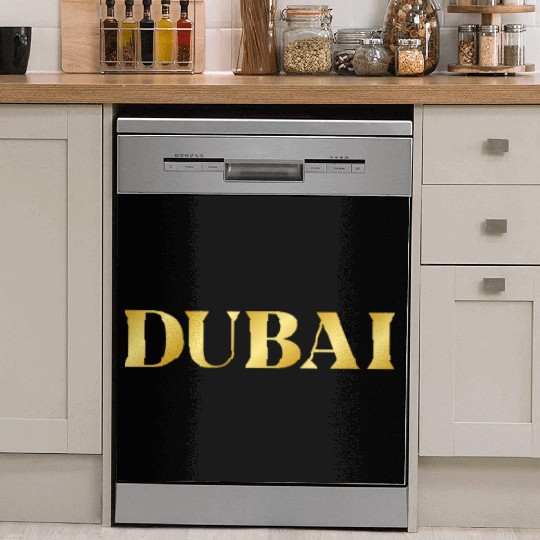 Modern Gold Glam Dubai City Typography Dish Washer Covers