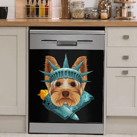 Statue Of Liberty Yorkshire Terrier 4th Of July US Dish Washer Covers
