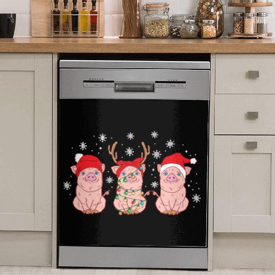 Christmas Funny Cute Pigs Winter Holiday Xmas Dish Washer Covers