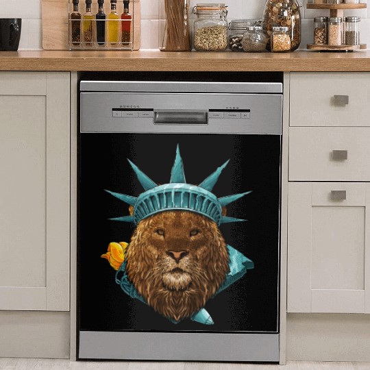 Statue Of Liberty Lion 4th Of July Animal USA Amer Dish Washer Covers