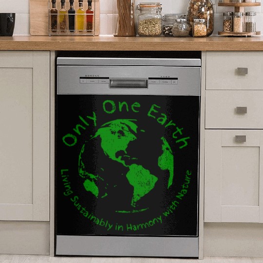 Only One Earth - dark green vintage design Dish Washer Covers