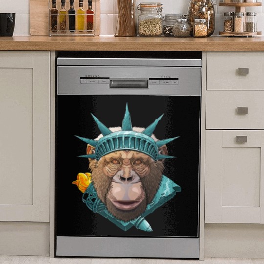 Statue Of Liberty Chimpanzee 4th Of July Animal US Dish Washer Covers