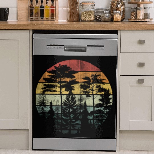 Retro Style Wildlife Trees Outdoors Nature Forest Dish Washer Covers