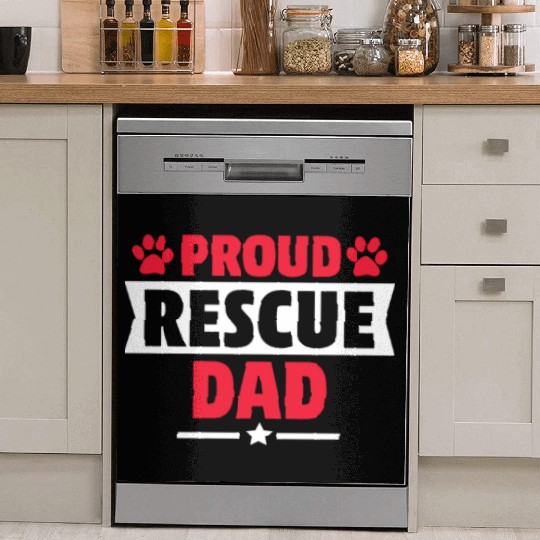 Proud Rescue Dog Dad Cat Dad Gift for Cat Dog Love Dish Washer Covers