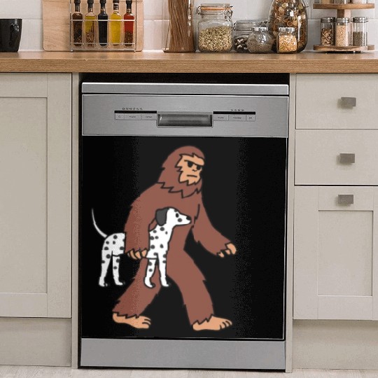 Bigfoot Sasquatch Walking Dalmatian Dish Washer Covers