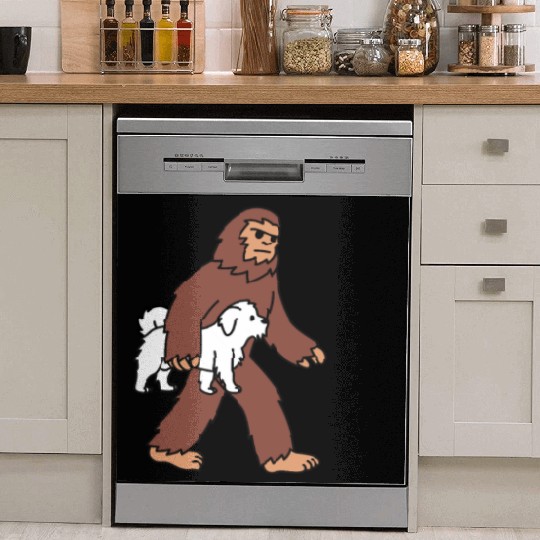 Bigfoot Sasquatch Walking Maltese Dish Washer Covers