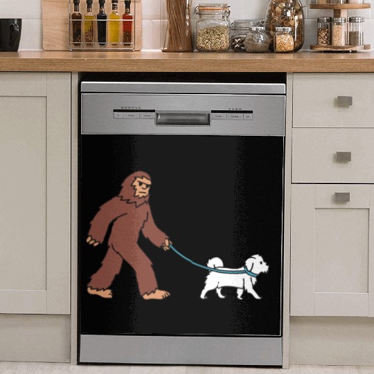 Bigfoot Sasquatch Walking Maltese Dish Washer Covers