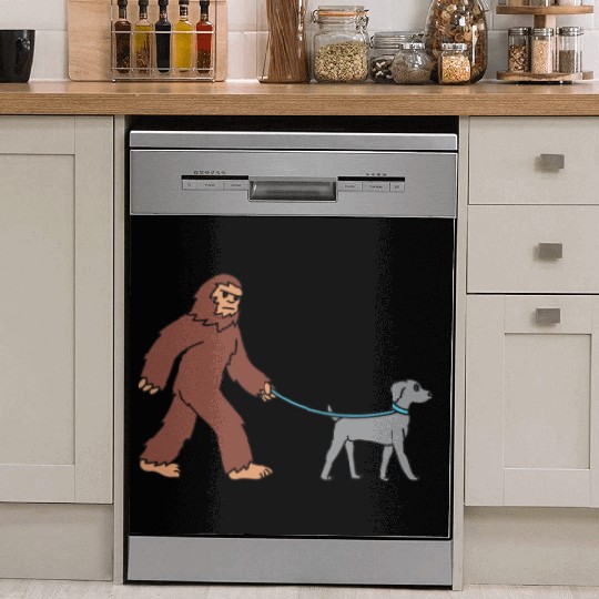 Bigfoot Sasquatch Walking Weimaraner Dish Washer Covers
