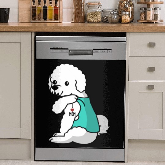 I Love Mom Tattoo Bichon Frise Dish Washer Covers